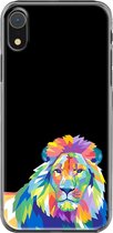 Apple iPhone XR Telefoonhoesje - Transparant Siliconenhoesje - Flexibel - Met Dierenprint - Leeuw - Blauw
