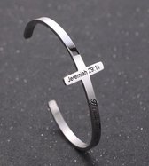 Christelijke armband in vorm van een zilver kruis - Jeremiah 29:11 - christelijk sieraad - cadeau - Jezus - God - kado - geloof