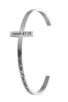 Christelijke armband in vorm van een zilver kruis - Isaiah 41:10 - christelijk sieraad - cadeau - Jezus - God - kado - geloof