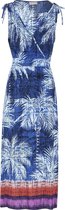 Cassis - Female - Lange jurk in viscose met een palmprint  - Marineblauw