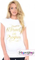 Wit zwangerschaps shirt Miracle - M