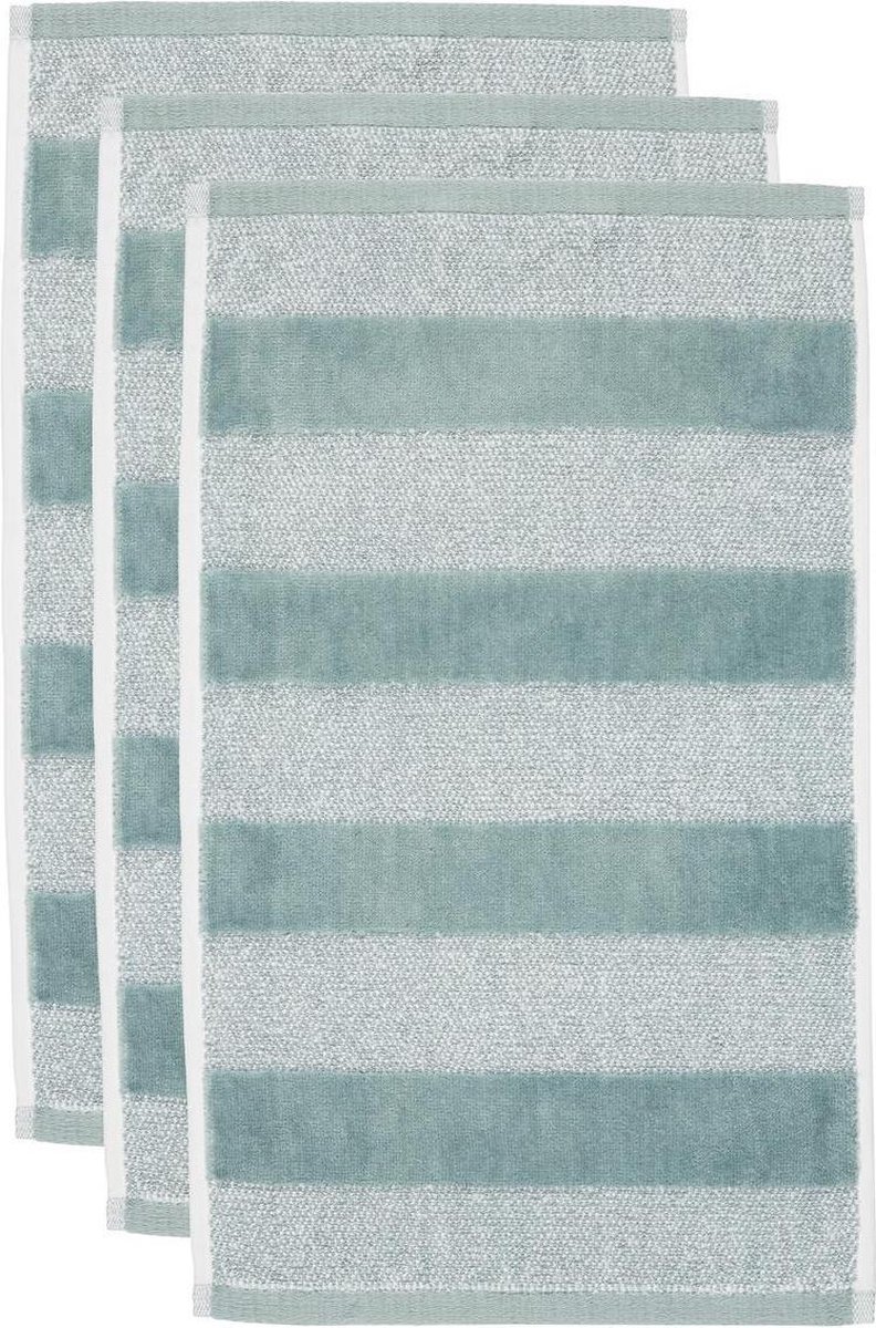 Beddinghouse Sheer Stripe set van 3 Gastendoekjes - 30x50 cm - Groen
