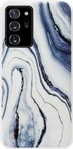 ADEL Siliconen Back Cover Softcase Hoesje Geschikt voor Samsung Galaxy Note 20 - Marmer Blauw Wit
