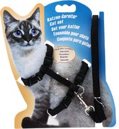 Kattentuigje | zwart| Kattenharnas met looplijn - Kattenriem - Riem voor katten - Tuig met riem - Veilig- verstelbaar - Walking Jacket - Wandelen-Kitten harnas-