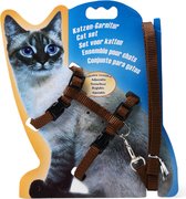 Kattentuigje | Bruin| Kattenharnas met looplijn - Kattenriem - Riem voor katten - Tuig met riem - Veilig- verstelbaar - Walking Jacket - Wandelen-Kitten harnas-