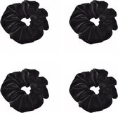 Scrunchies – Velvet Scrunchies – 4x zwart – Zwart – 4 stuks – Musthave Haaraccessore – Scrunche Pack – Luxe kwaliteit – Haarelastiek – Elastiekje – Elastiek – Haarwokkel – Haarverz