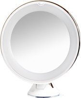 Make Up en Scheer Spiegel met LED Verlichting - 5x Vergroting - 360° Graden Verstelbare Zuignap en Wandbevestiging - Wit