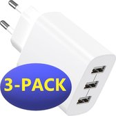 3x Quick Charge Oplaadstekker 24W USB Power oplader | Samsung Galaxy S21 / S20 - A10/A11/A12/A21/A21s/A20e/A30/A31/A32/A50/A51/A52/A70/A71/A72 - USB Samsung Fast Charger |Snellader Samsung S2