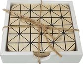 Trendy houten Onderzetters met houder NIKOLAI - Zwart - 10 x 10 cm - Vierkant