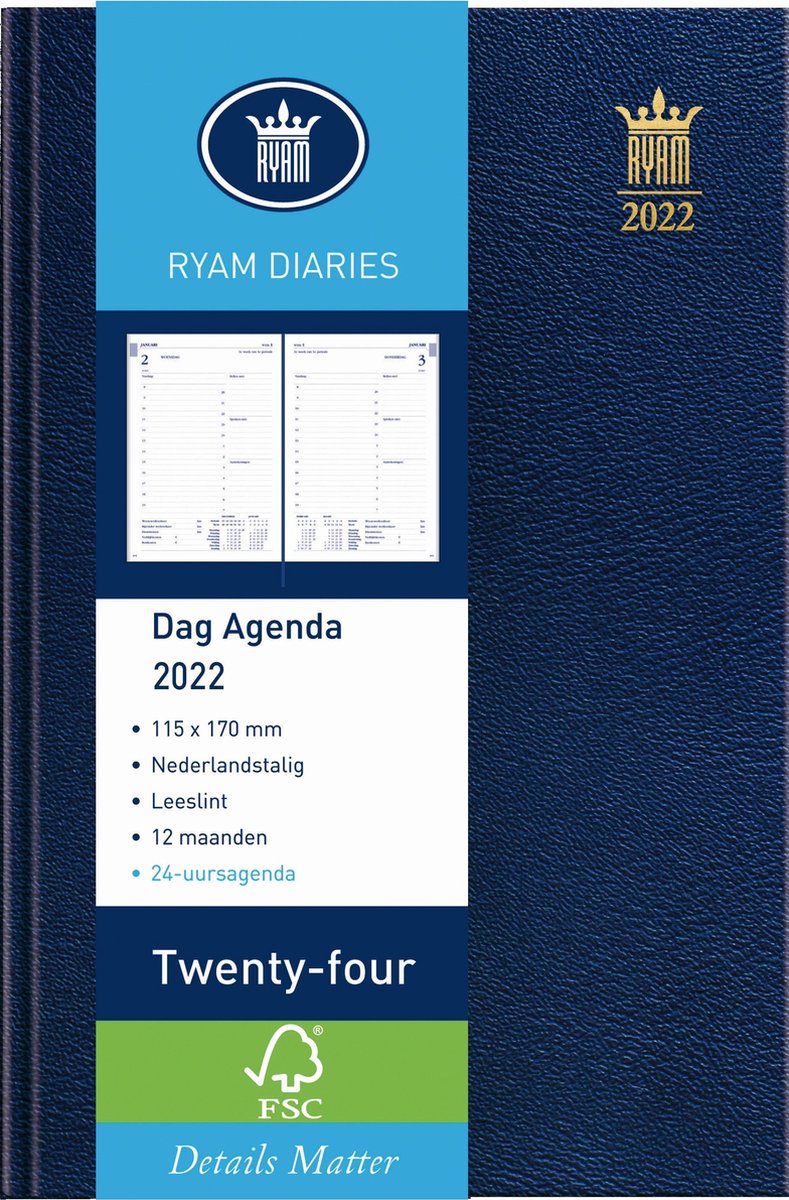 Agenda 2023 Ryam Twenty-four Mundior 1dag/1pagina blauw