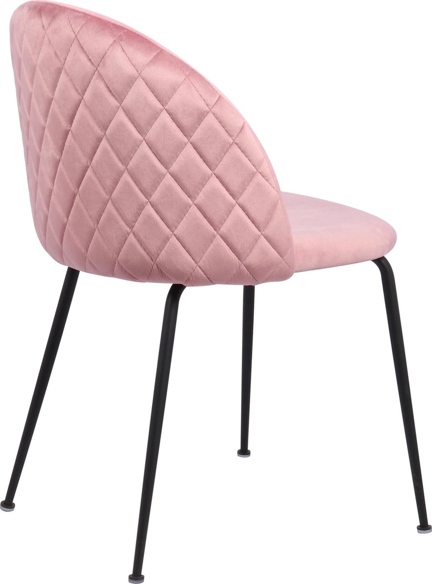 Eetkamerstoel Oslo velvet - Set van 2 - Roze - Fluweel - Velvet - Eetkamerstoel - Eetkamerstoelen - Woonkamerstoelen