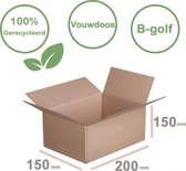 Verzenddoos 200 x 150 x 150 mm- Kartonnen Verzenddozen B Golf Bruin – 100% Gerecycled - Doos Dozen bruin karton
