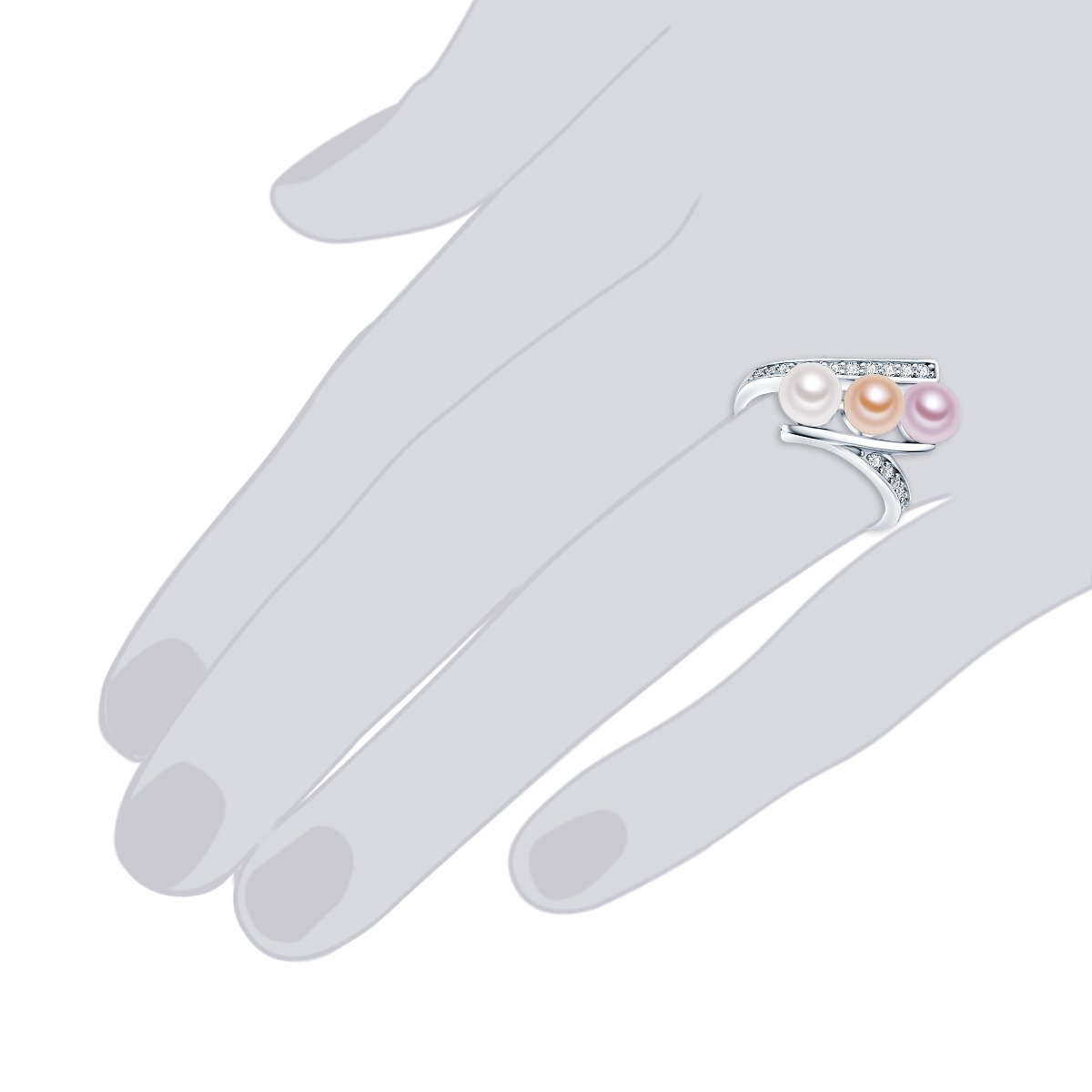 Valero Pearls Parel ring Sterling zilver Gekweekte zoetwaterparels wit