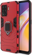 Oppo A94 Hoesje met Metalen Magnetische Kickstand Back Cover Rood