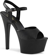 Aspire-609 stiletto sandal with ankle strap black faux leather - (EU 37 = US 7) - Pleaser