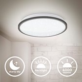 B.K. Licht Plafondlamp - zwart - met sterrenhemel - Ø28 cm - LED plafonniére - kinderlamp - 4.000K - 2.000Lm - 18W