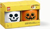 LEGO Hoofd Opbergbox - Skelet & Pompoen - Halloween - Set van 2 - Groot - 8.5L - 24x24x27cm - Kunststof