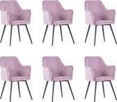 Eetkamerstoelen 6 stuks fluweel roze