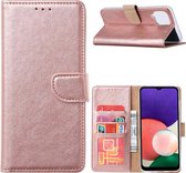 Samsung A22 4G hoesje bookcase Rose Goud - Samsung Galaxy A22 4G hoesje portemonnee wallet case - Hoesje A22 4G book case hoes cover
