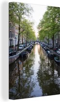 Canvas Schilderij Amsterdam - Boot - Nederland - 60x90 cm - Wanddecoratie