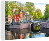Canvas Schilderij Amsterdam - Nederland - Huis - 90x60 cm - Wanddecoratie
