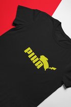 Pikachu Parody Puma T-Shirt | Pokemon Meme Anime Merchandise | Maat S Zwart