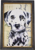 Schilderij - Hond - Dalmatiër - Hout - Zwart - Rechthoek - 34 x 23,5 cm