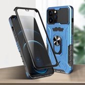 All-inclusive PC TPU Gehard glasfilm Integraal schokbestendig hoesje voor iPhone 12 Pro Max (blauw)