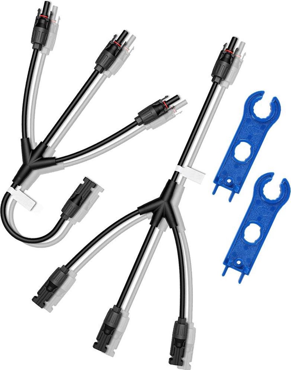 MMOBIEL 2x Solar Pannel Connectors 1 naar 3 - aftakking Adapterkabel - Plug And Play 30cm