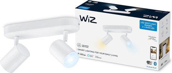 WiZ Imageo Spot en saillie - Smart LED- Siècle des Lumières - Lumière blanche chaude à froide - GU10 - Wit - 2 x 5W - Wi-Fi