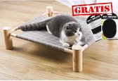 Reayou Houten Kattenbed / Hondenbed / Dierenbed / Hondenmand / Kattenmand / Hondenkussen / Kattenkussen / houten frame met vrolijke, wasbare stof - hangmat voor de kat of kleine ho