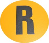 Magazijn vloersticker   -  Ø 19 cm   -  geel / zwart   -  Letter R