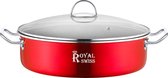 Royal Swiss Groot Inductie Braadpan 32cm - Pannenset met Antiaanbaklaag en Glazen Deksel - Rood