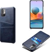 Xiaomi Redmi Note 10 5G Hoesje, MobyDefend Lederen Backcover Met Vakjes Voor Pasjes, Blauw | GSM Hoesje / Telefoonhoesje Geschikt Voor: Xiaomi Redmi Note 10 5G