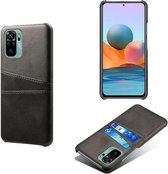 Xiaomi Redmi Note 10 / Note 10S Hoesje - MobyDefend Lederen Backcover Met Vakjes Voor Pasjes - Zwart - GSM Hoesje - Telefoonhoesje Geschikt Voor: Xiaomi Redmi Note 10 / Xiaomi Redm