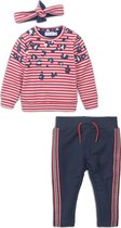 Dirkje Meisjes set (3delig) Broek, sweatshirt en haarband Blauw, Rood en Roze - Maat 92