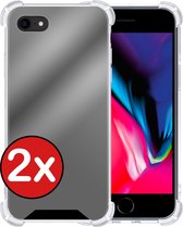 Hoes voor iPhone 8 Hoesje Spiegel Siliconen Mirror Case Shock Proof - Hoes voor iPhone 8 Hoes Spiegel Back Cover Hoesje - Zwart - 2 PACK