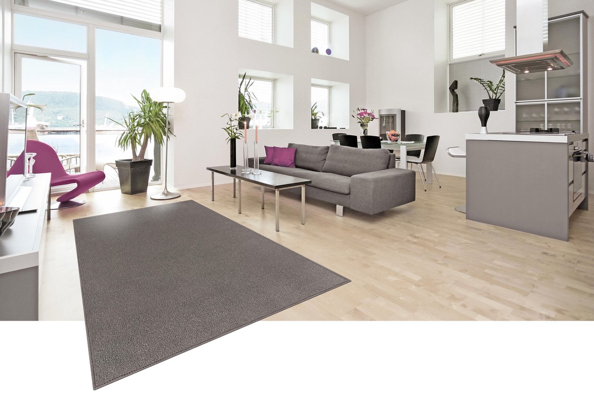 Laagpolig vloerkleed SLOP EC2048 BRUIN - poolhoogte 6mm - 80cm x 140cm
