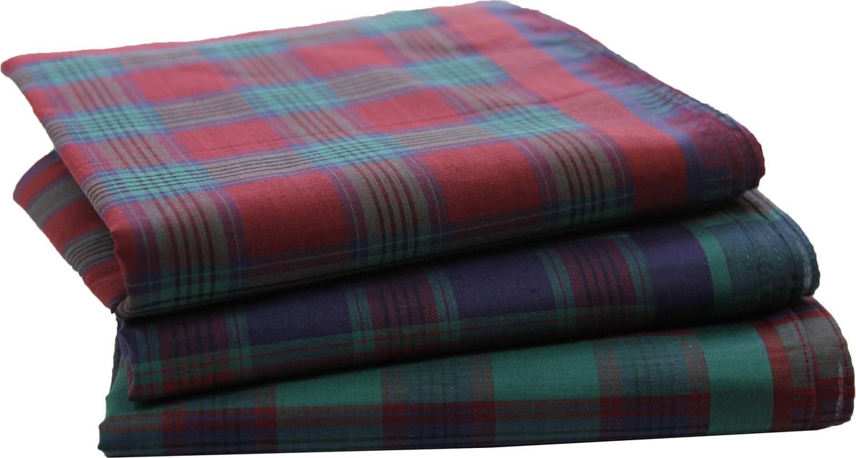 Swan Heren zakdoeken Ruit rood 12 stuks - 40 - Blauw