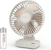 ventilator tafel -funme tafelventilator rustige mini tafel fan batterij sterke fan prachtige draagbare ventilator met 6700 mah batterij 5.5-23h 3 verstelbaar 90 ° roteerbaar voor b