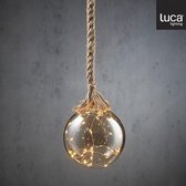 Luca Lighting Bal aan Touw Kerstverlichting met 30 LED Lampjes- H94 x Ø14 cm - Lichtgrijs