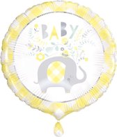 Helium Ballon Baby Olifant Geel 45cm leeg