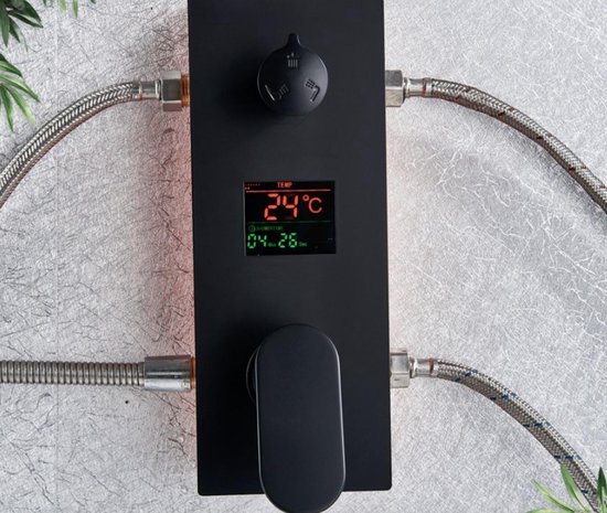 Sanisupreme® Inbouw Doucheset Manhattan Premium de Luxe LCD 10 inch regendouche vierkant 3-weg zwart