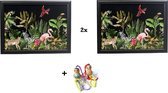 2 stuks Schootkussen Jungle Zwart  met  gelukpopje