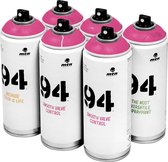 MTN 94 Rosary Pink - roze spuitverf - 6 stuks - 400ml lage druk en matte afwerking