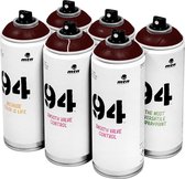 MTN 94 Cherokee Red - donkerrode spuitverf - 6 stuks - 400ml lage druk en matte afwerking