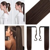 Ponytail Paardenstaart wrap around hair extensions human hair expression  ash brown