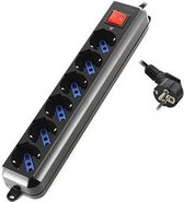 Stopcontactenstrip 6 Tomas met Interruptor Ewent EW3924 Schuko Zwart