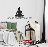 Muursticker - Home sweet home - Budha - zwart - 110x56 cm