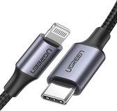 UGREEN USB C Lightning Kabel MFi Gecertificeerd Nylon PD Oplader Cable Voor iPhone 12/12 Mini/ 12 Pro/ 12 Pro Max/SE/ 11/11 Pro/X/XR/XS MAX/ 8/8 Plus, enz. (1.5 Meter)